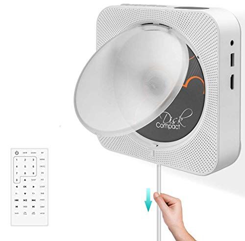 Adirigo Draagbare dvd-/cd-speler met bluetooth, geïntegreerde hifi-luidspreker voor wandmontage, home audio boombox met afstandsbediening, HDMI voor tv-aansluiting, FM-radio, USB-speler voor kinderen