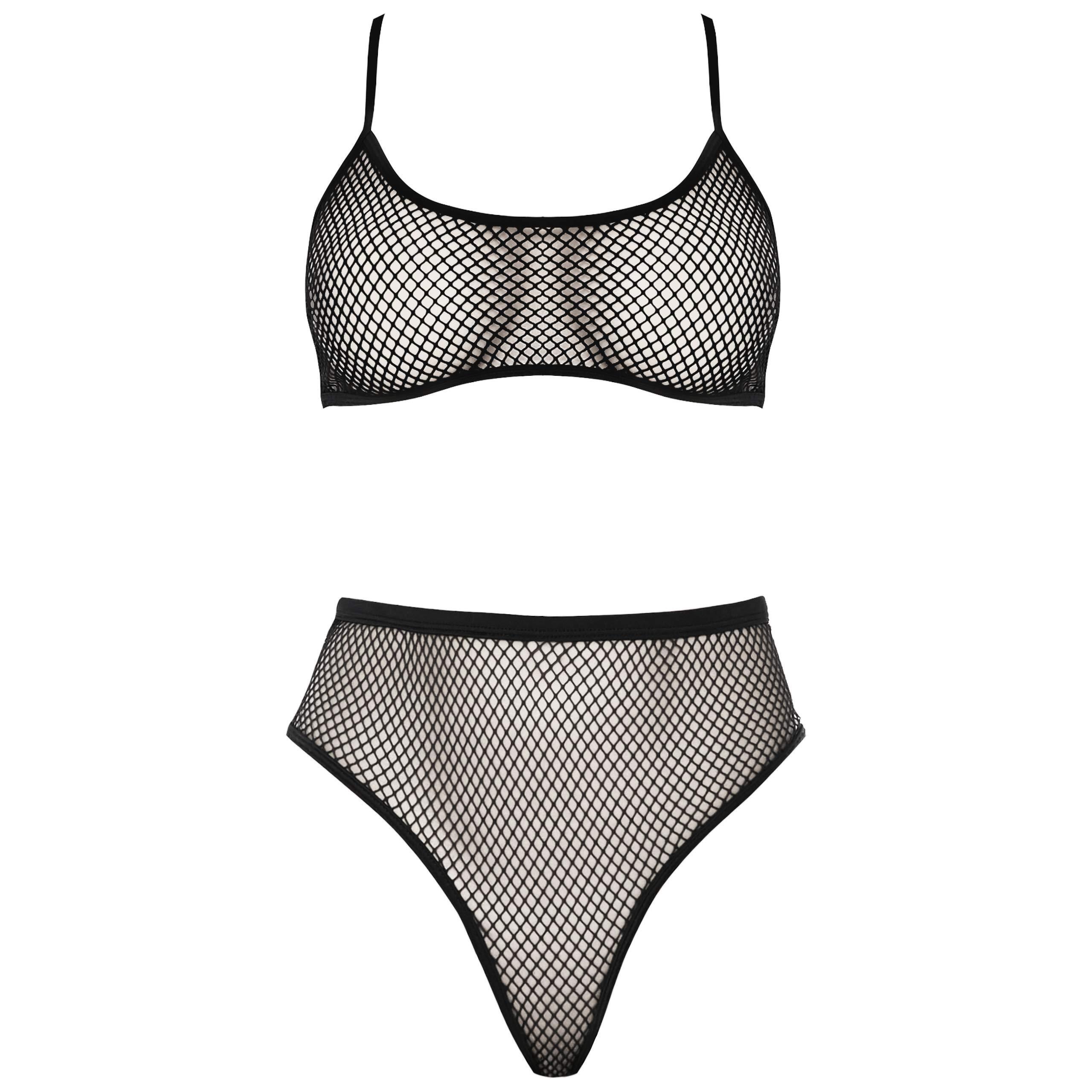 Lingerie Collection Caught Me Started Bra and Panty - Black M