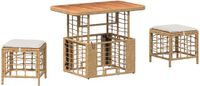 vidaXL Tuin Eettafel Set 3 st Natuurlijk en Wit