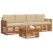vidaXL - Ensemble de canapé d'extérieur 5 pièces Acacia massif naturel et beige