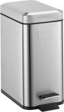 Bol 5L Gris Métallique à Pédale avec Couvercle à Fermeture Souple Acier Inoxydable 30cm x 14cm x 29cm - BXBN0005GB