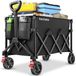 tectake® Bolderkar - Opvouwbaar - 100 kg Draagkracht - Draaibare Massieve wielen met Rem - 51 x 95 x 89 cm - Bolderkarren - XXL Bolderwagen - Met Verstelbare Duwstang - Handkar - Waterafstotende Transportwagen - Met Legplank en Binnenvak