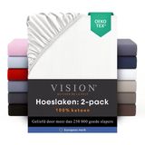 VISION home Vision - 2 Hoeslakens - 100% katoen - 90 x 200cm - Wit