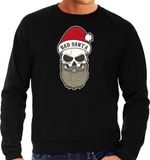 Bellatio Decorations Bad Santa foute Kerst sweater / Kerst trui zwart voor heren - Kerstkleding / Christmas outfit L