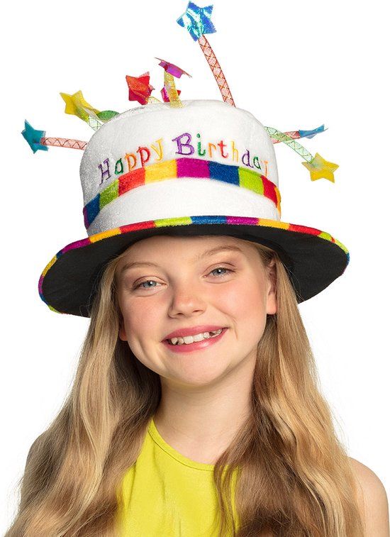 Boland Kinderen Verjaardagshoed - Happy Birthday - Regenboog Cake - 56 cm