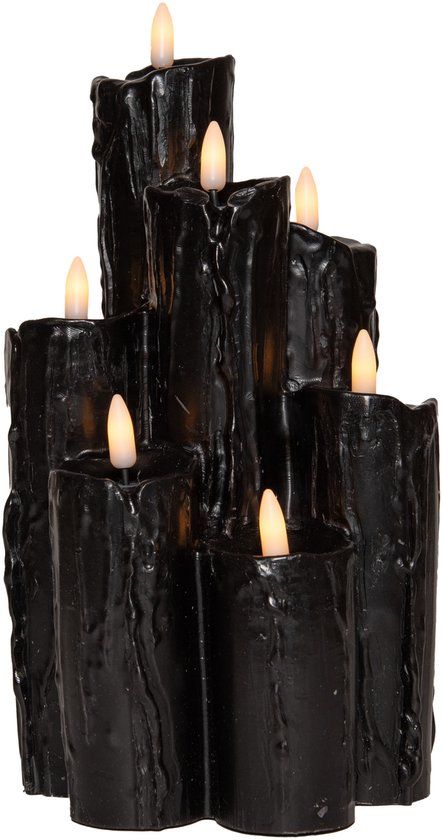 Anna's Collection LED druipkaarsen zwart met timer 7 stuks