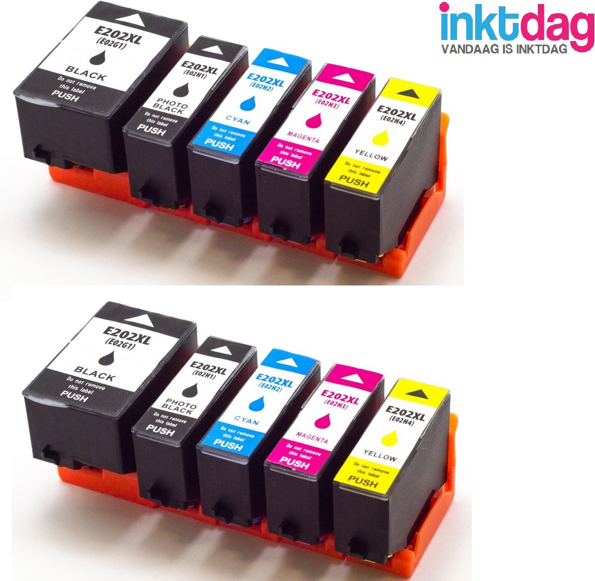 inktdag inktcartridges voor Epson 202 XL, 202xl multipack van 10 kleuren (2*zwart, 2*foto zwart, 2*C/M/Y) Multipack van 10 cartridges voor Expression Premium XP 6000, XP 6005, XP 6100 en XP 6105
