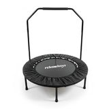 Relaxdays fitness trampoline Ø102 cm, opvouwbaar, voor volwassenen, met stang, tot 120 kg, indoor, zwart