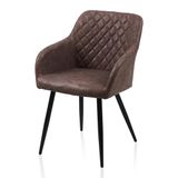 TUKAILAI Eetkamerstoelen, 1 stuks, kunstleer, beklede stoel, woonkamerstoel, stoel met armleuningen, rugleuning, metalen poten, moderne stoelen voor keuken, eetkamer, woonkamer, slaapkamer, bruin