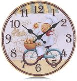 Lafocuse 30cm Keuken Wandklok Houten Stil, Vintage Keukenklok Geel Zonder Tikgeluid