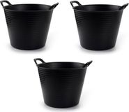 Merkloos Plasticforte Flexibele Emmer/Kuip - 3x - Zwart - Kunststof - Rond - 42 Liter