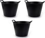 Merkloos Plasticforte Flexibele Emmer/Kuip - 3x - Zwart - Kunststof - Rond - 42 Liter