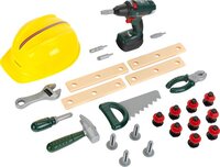 Klein Toys Bosch 36-delige werkplaatsset - helm, draadloze schroevendraaier en alles wat je nodig kan hebben in de werkplaats - incl. licht- en geluidseffecten - groen geel