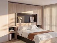 Vente-unique Bedframe hout zwart, natuurlijk licht 160 x 200 cm