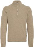 Casual Friday Halflange wolachtige trui met rits Beige 3XL