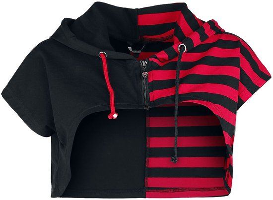 Banned Ruby Ictus Hoodie Cardigan zwart-rood Katoen