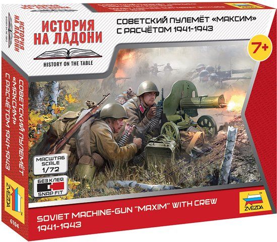 Zvezda Modelbouwpakket Militaire voertuigen - 6104 Soviet Machinegun Maim With Crew 1941-43 Plastic - 1:72 - Modelbouw