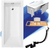 Badland MODERN ligbad 170 x 70 cm wit met styropor ombouw met bamboe badplank