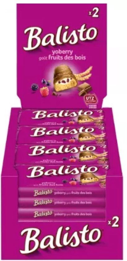 Balisto Yoberry en Bosvruchten Chocoladereep - 20 x 2 stuks