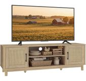 HOMCOM TV-meubel - Spaanplaat, Rotan - 135 x 39 x 45 cm - Eikenhout