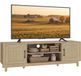 HOMCOM meuble TV - Panneau de particules, rotin - 135 x 39 x 45 cm - Chêne