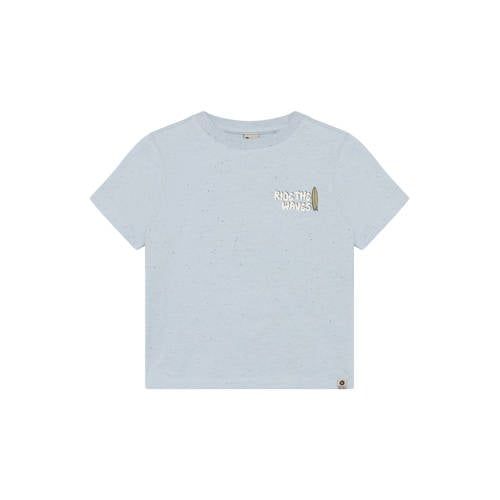 Daily7 T-shirt met backprint lichtblauw