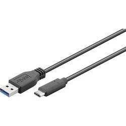 Goobay USB 3.0 Aansluitkabel [1x USB 3.0 stekker A - 1x USB 3.1 stekker C] 0.50 m Zwart Vergulde steekcontacten, UL gece