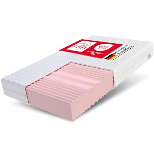 FDM Matras, 140 x 200 cm, hardheid H3 H4, hoogte 24 cm, koudschuimmatras, dubbelzijdige rolmatras, HR-schuim, 7 comfortzones, met hypoallergeen, wasbare jersey overtrek, Oeko-Tex Verdura MAX Plus Plus