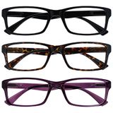 Leesbril UVR Leesbril Zwart Bruin Purper Lezers Waarde 3 Stuks Mannen Vrouwen +1,50