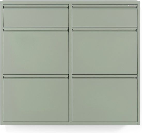 Spinder Design Billy 6 Schoenenkast - Dusty Green - Metaal - 8 paar schoenen