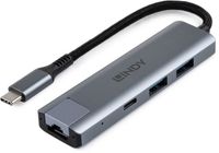 Lindy 43422 interface hub USB 3.2 Gen 2 (3.1 Gen 2) Type-C 10000 Mbit/s Grijs