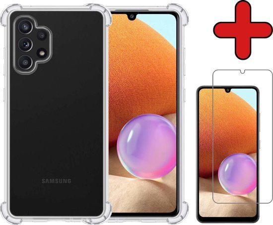 BTH Samsung Galaxy A32 5G Case - Silicone Shock Proof Cover with Screen Protector - Transparent