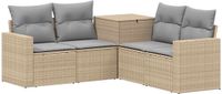 vidaXL Bankstel 2-zits Beige en Lichtgrijs Poly Rattan en Staal