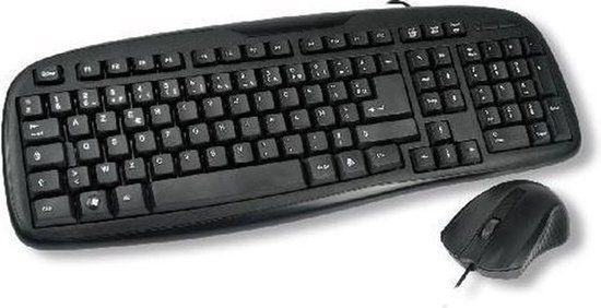 MCL ACK-2012/N Toetsenbord en Muis Set USB AZERTY Frans Zwart