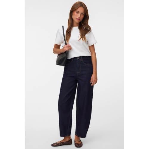 VERO MODA VMBILLIE high waist barrel jeans - donkerblauw