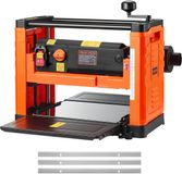 VEVOR Diktebank, 2 Snelheden, 330 mm Brede Werktafel, Schaafmachine, Drie Messen, 2000 W, 23500 tpm, Krachtige Motor, Dubbele Rollen, Rolbeugel, Houtbewerking voor Hard- en Zachthout