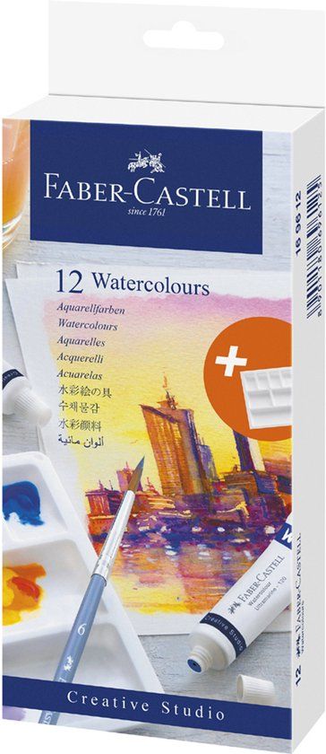 Faber-Castell Aquarelverf in tubes, 12-delige set met mengpalet