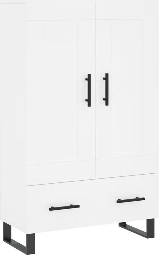vidaXL Hoge kast bewerkt hout wit