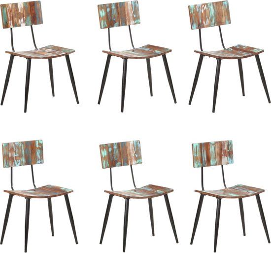 vidaXL Eetkamerstoelen 6 stuks massief gerecycled hout