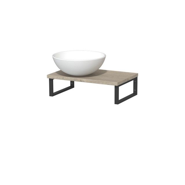 Maxaro Modulo Toiletmeubel 41 cm Lichtgrijs Eiken met Zwarte Wandbeugels