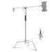 NEEWER C Stand met Boom Arm Pro 100% Roestvrij Staal, Max Hoogte 10.8ft/330cm Luchtkussen Heavy Duty Fotografie Lichtstandaard met 4.2ft/128cm Holding Arm voor Monolight Softbox Reflector