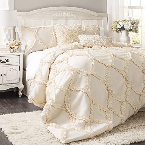 Lush Decor Avon 3-delige dekbedset - Koningin - Ivoor - 0848742018057