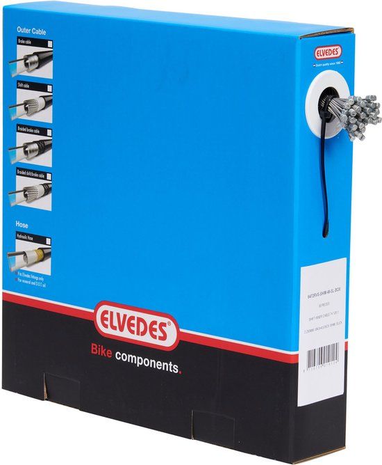 Elvedes Schakel binnenkabel 2250 mm 7 x 7 draads RVS ø1,1 mm met N-nippel ø4,5 × 4,5 (doos à 50 stuks) - Zilver