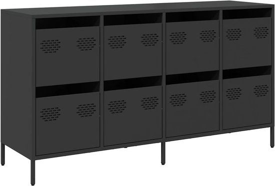 vidaXL Dressoir - 135x39x73,5 cm - Staal - Zwart