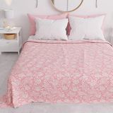 PETTI Artigiani Italiani - Sprei voor Frans bed, lente, zomer, lichte deken voor Frans bed, beddengoed, roze kant, 100% Made in Italy