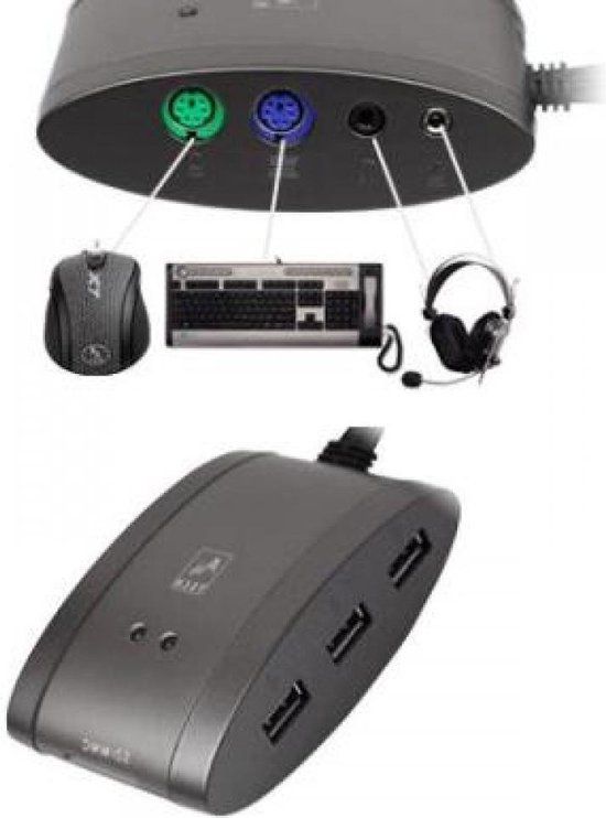 Gembird Hub Master - Hub - combo device with PS/2 ports, audio out, microphone in and 7-in-1 flash cardreader - 3 x USB 2.0 - desktop