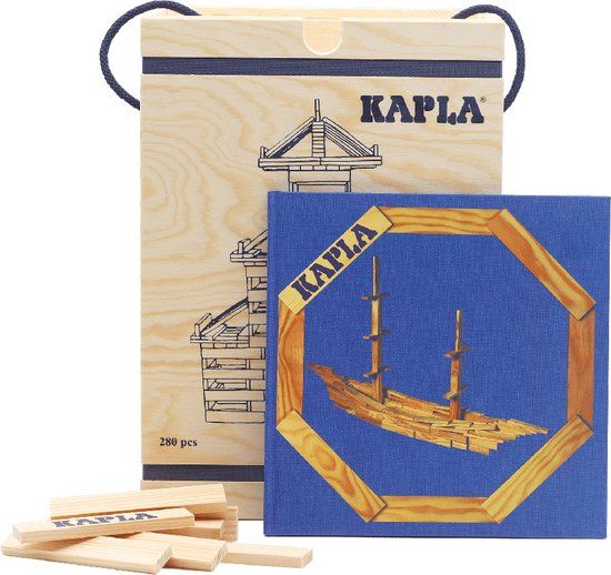 KAPLA KAPLA Blank Constructiespeelgoed Blauw Voorbeeldboek 280 Plankjes