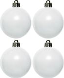 Decoris Kerstballen - 4x st - wit - 10 cm - kunststof - kerstversiering