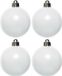Decoris Kerstballen - 4x st - wit - 10 cm - kunststof - kerstversiering