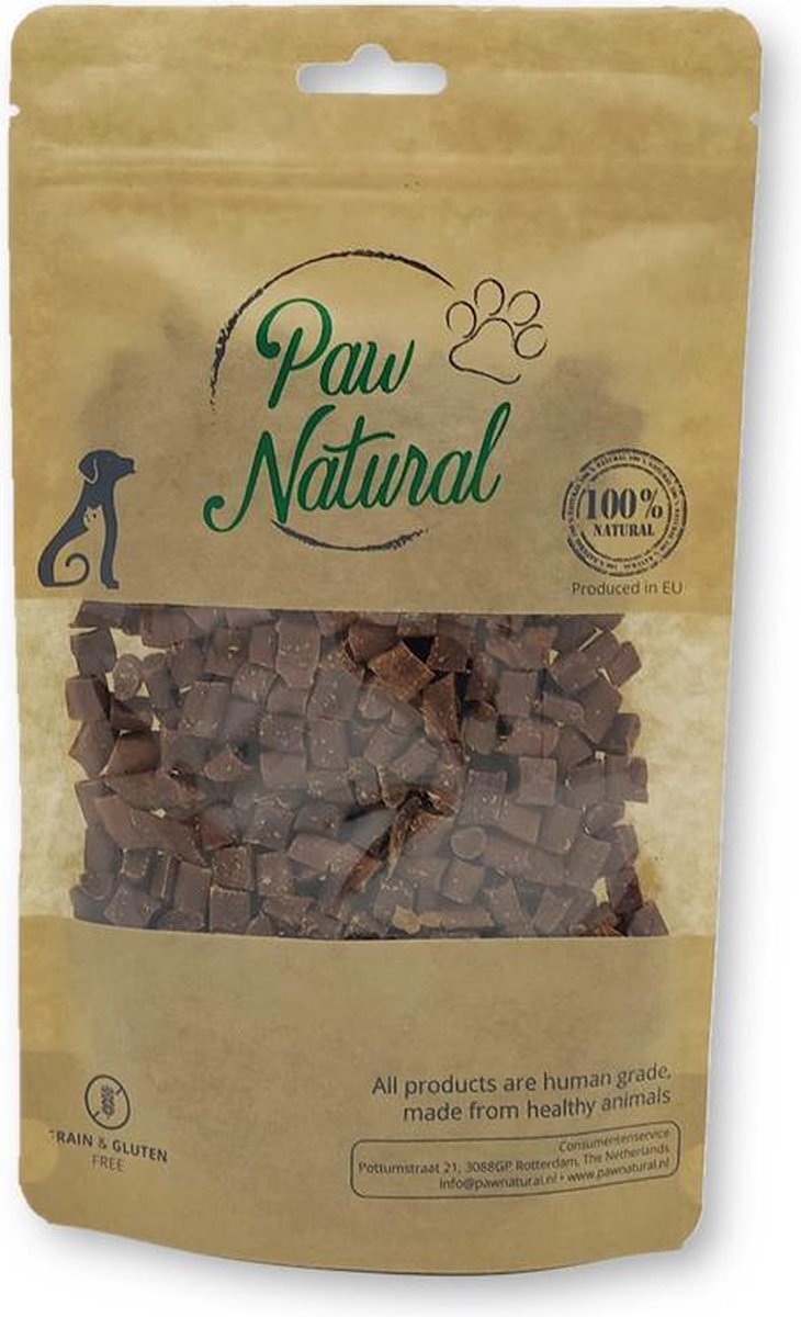 Paw Natural Rund Vlees Trainingstraktatie, 250g. Snacks voor Honden, Beloningen, Graan en Glutenvrij Naturel Hondenvoer voor Dieren, alle rassen.